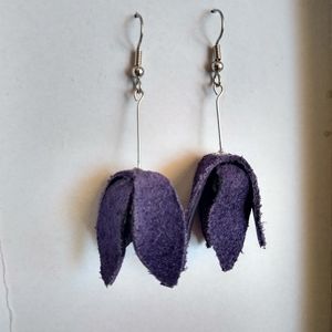 Leather Purple Tulip Earrings